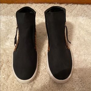 Black and Leopard High Top Sneakers